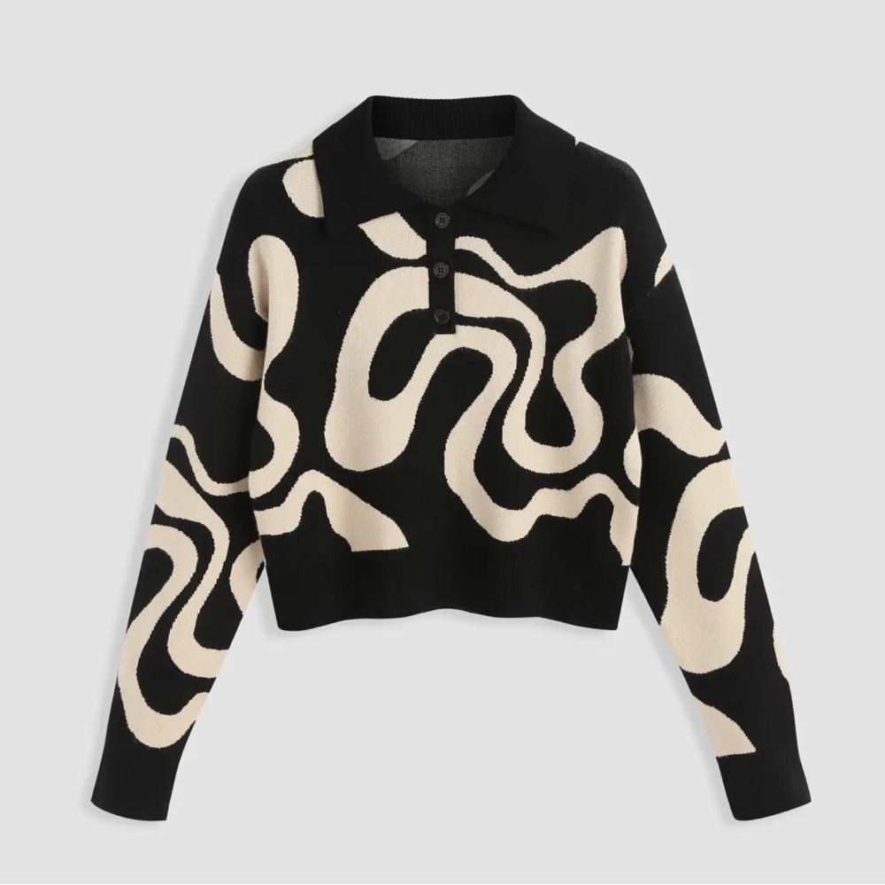 Cider Everyday Illusion Psychedelic Cropped Collar Sweater